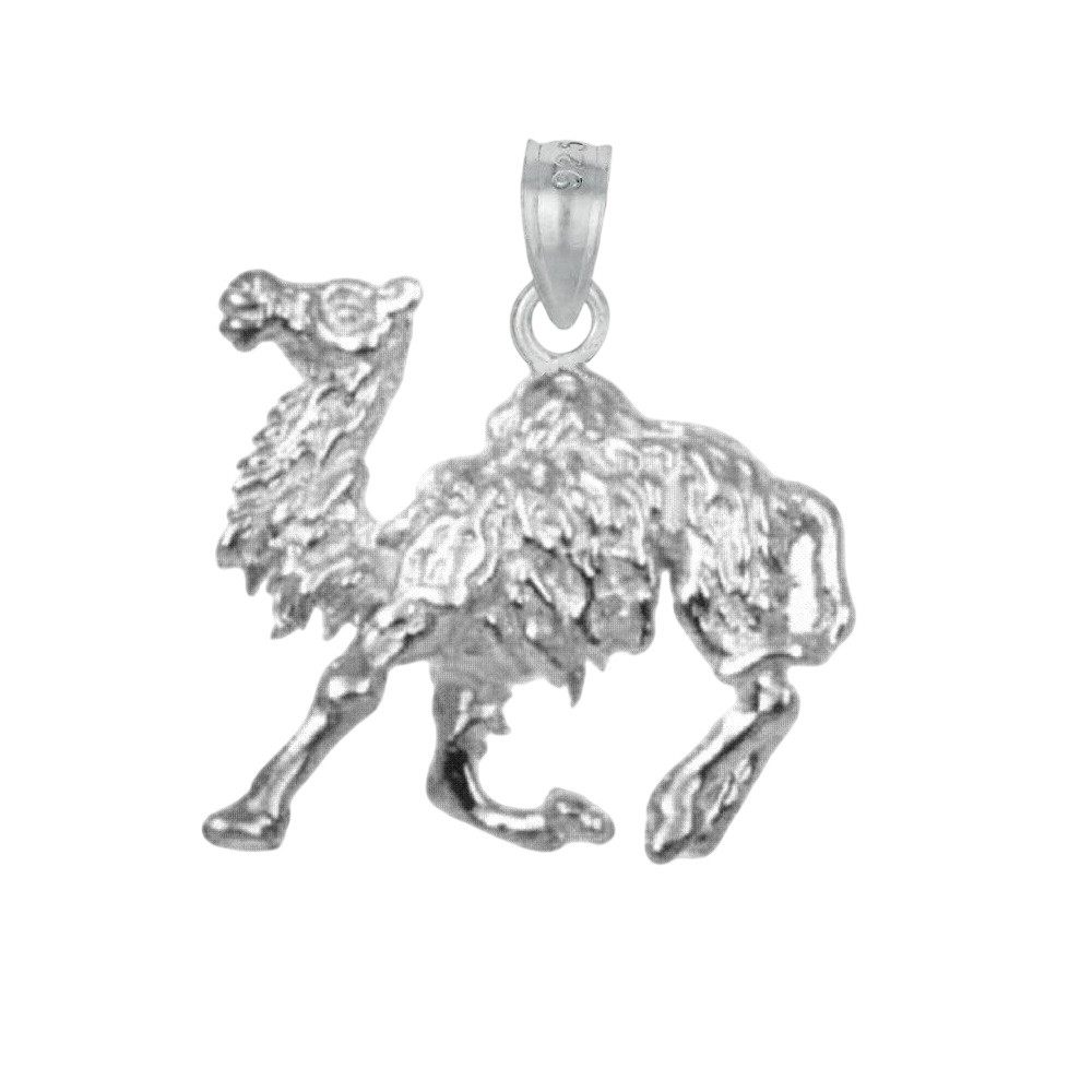 Sterling Silver Camel 3D Solid Pendant / Charm, Made in USA, Italian Box Chain