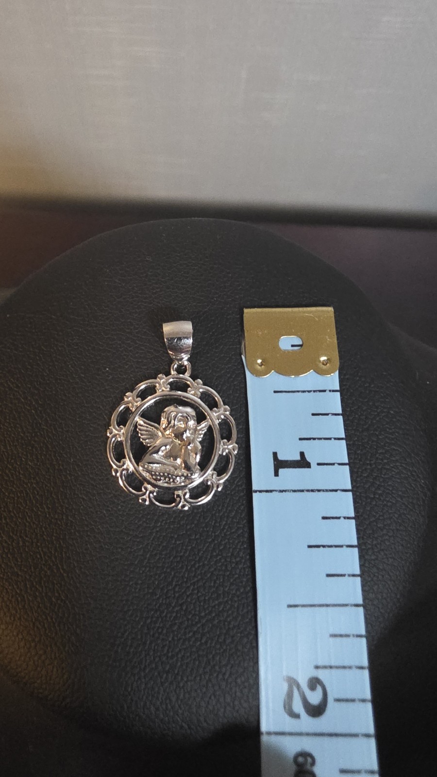 🪽 STAMPED 925 Sterling Silver Round Angel Charm Pendant 🪽