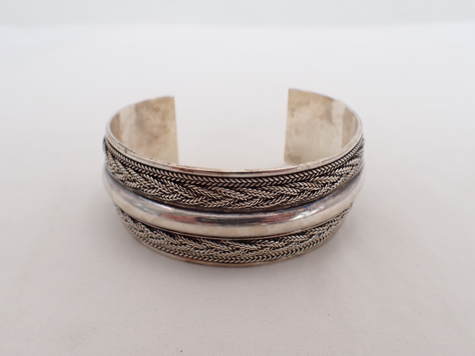 Estate Sterling Silver Bali Style Massive Cuff Bracelet TH-11