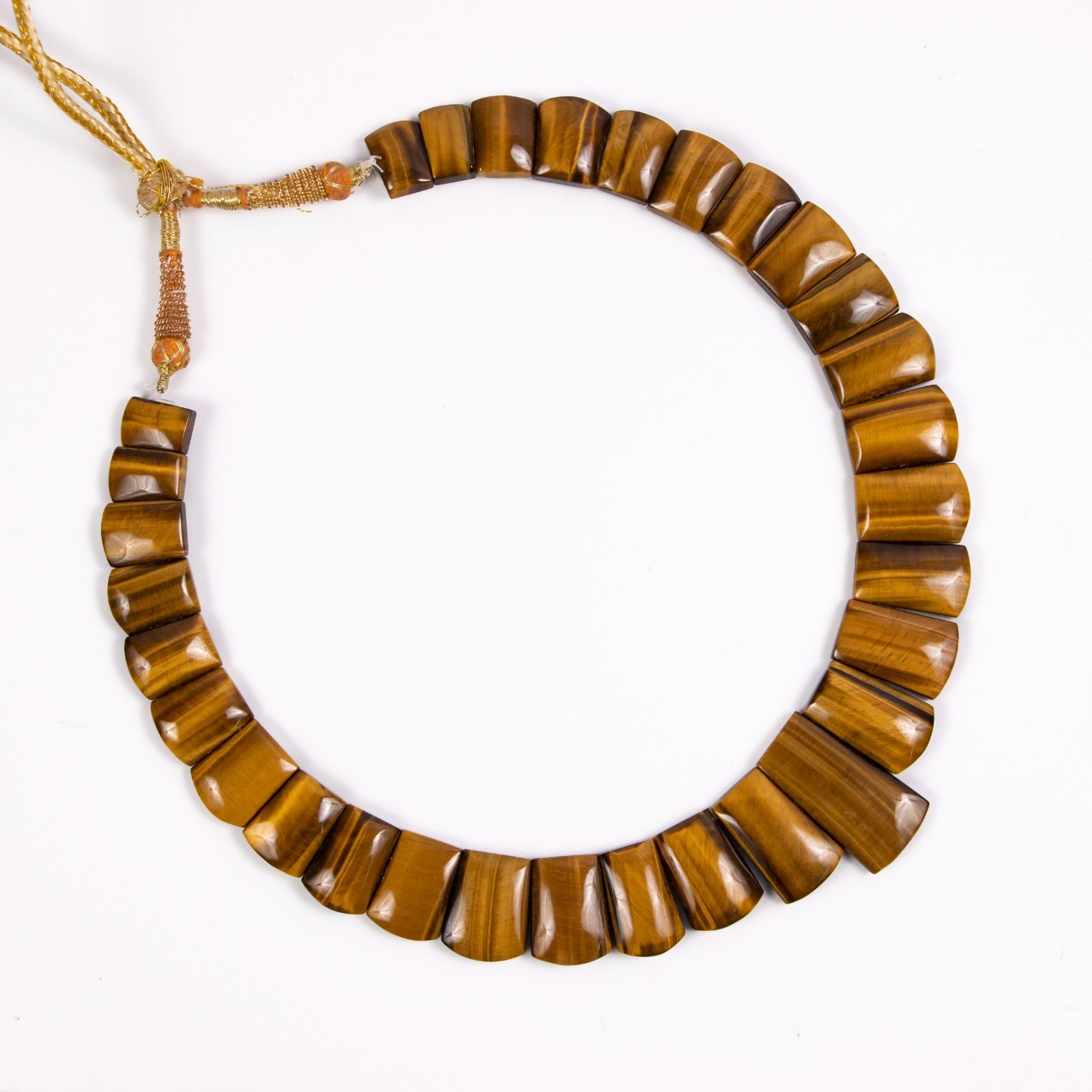 Tiger Eye Fancy Shape Layout Necklace, 9X15MM To 16X30MM, Gemstone choker Layout