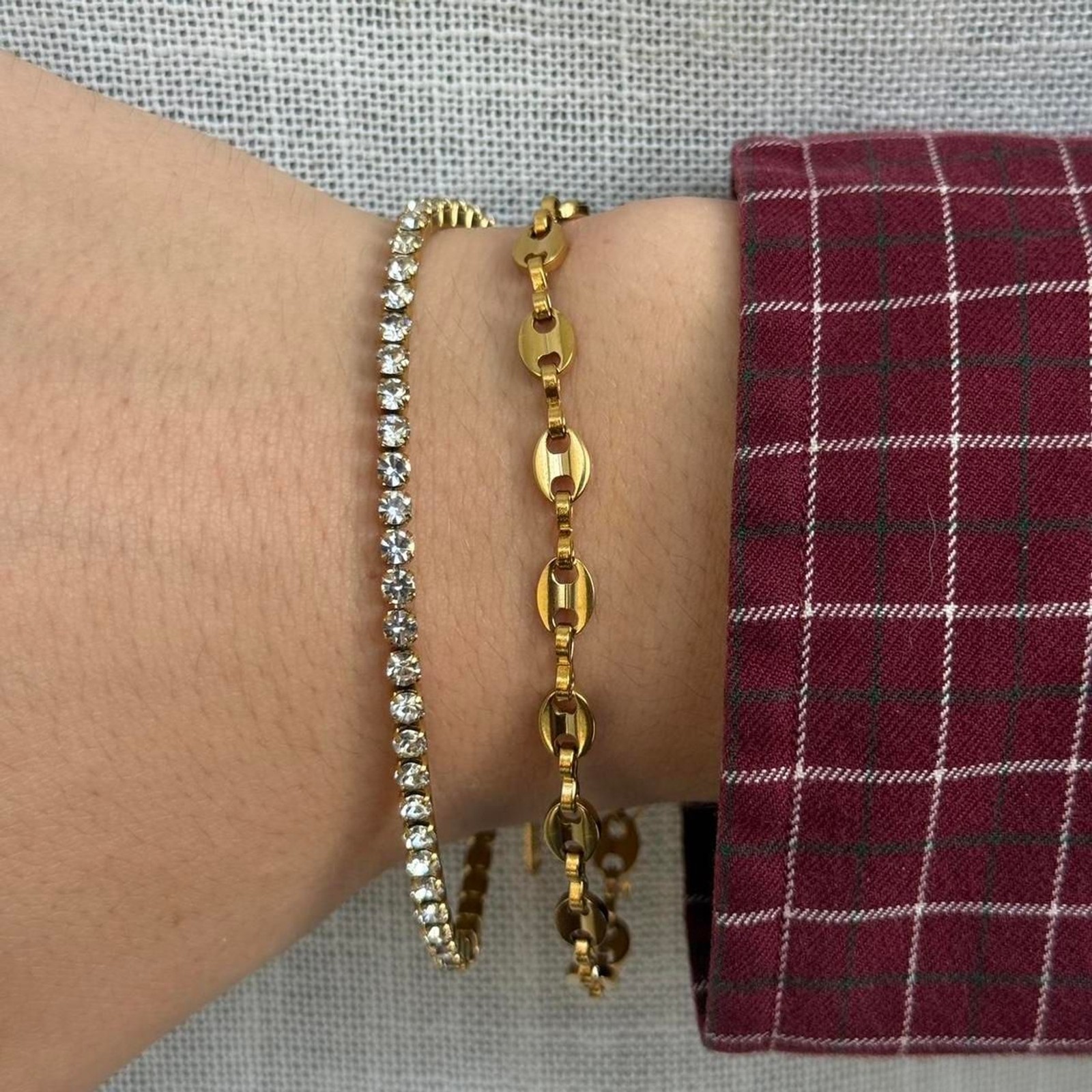 Gold Tennis Bracelet CZ Crystal Dainty Stackable Chain Bracelet Gift
