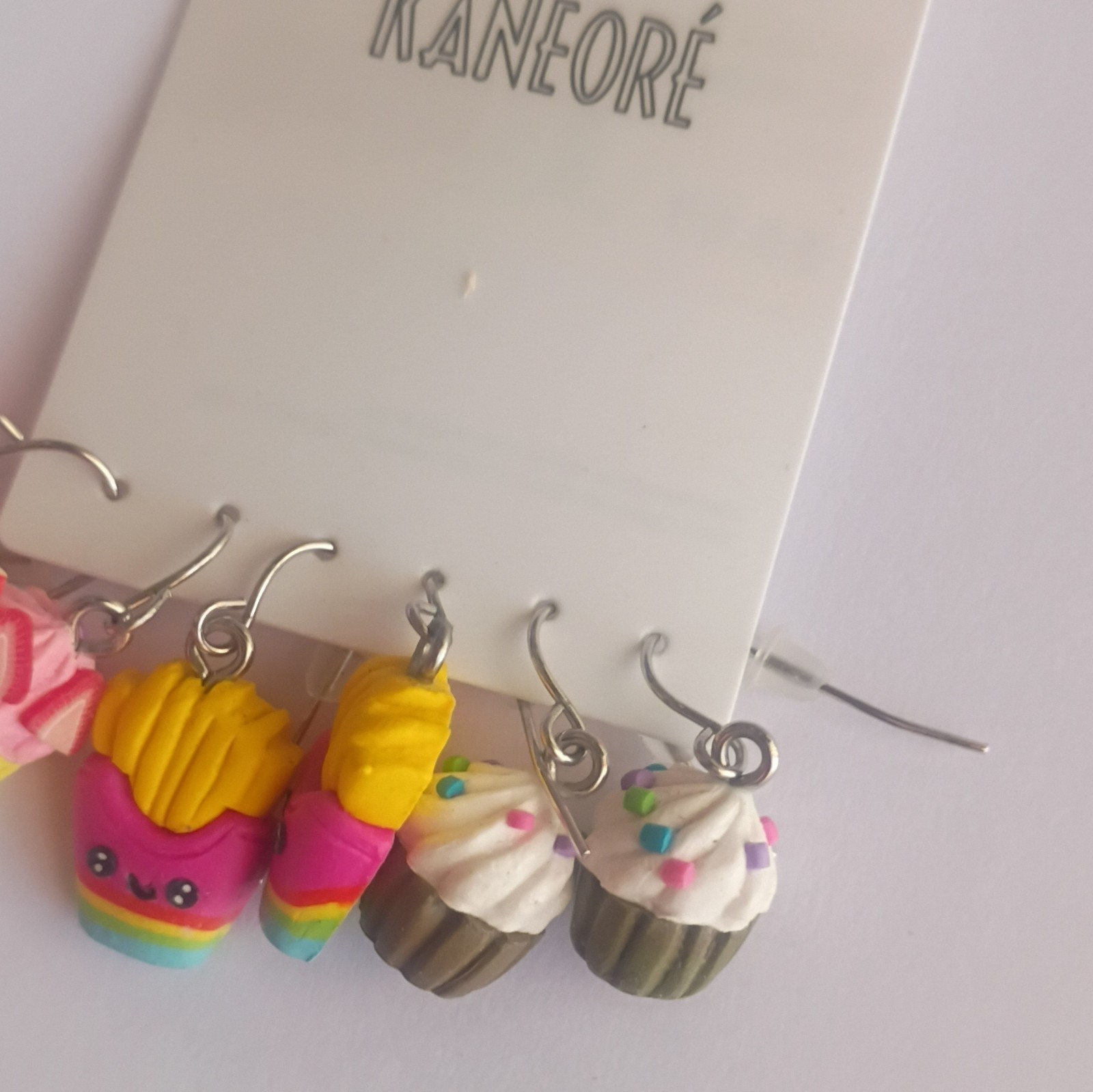KANÉORÉ Multicolor Resin Cupcake Dangle Drop Earrings Hook Food & Drink Lobe