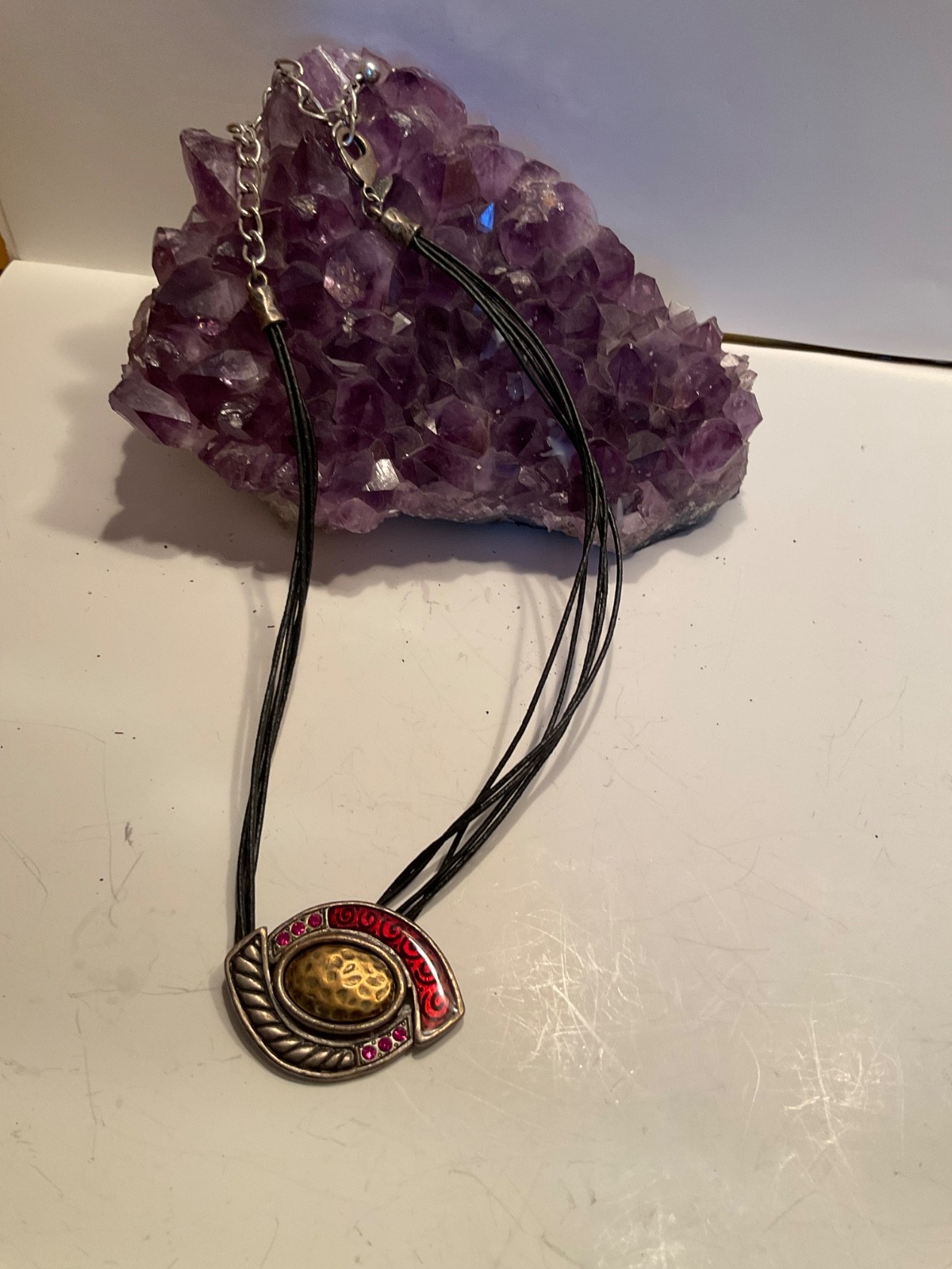 chico vintage necklace necklace features hammer mixed metal pendant multi strand