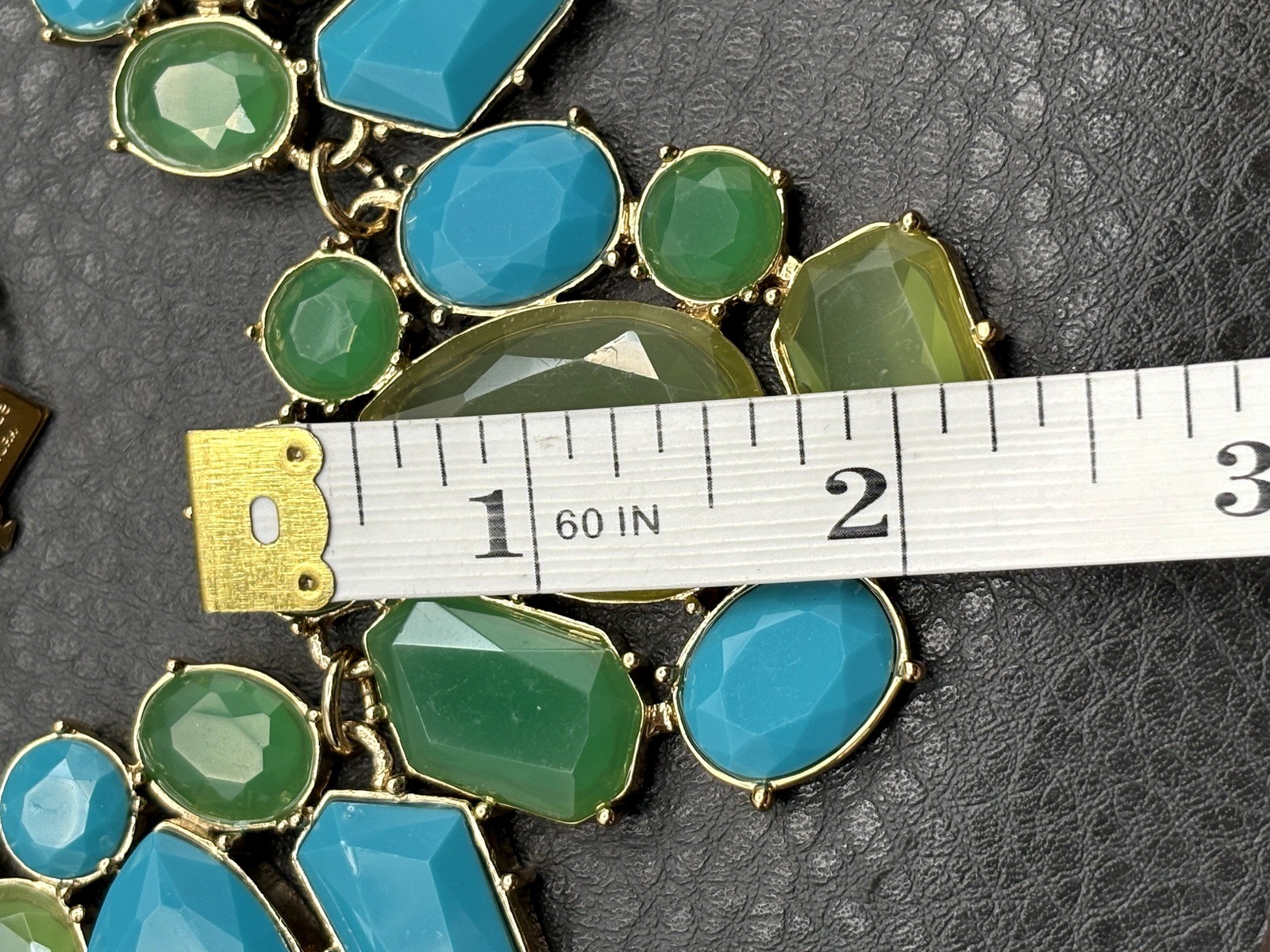 Kate Spade New York Gold Tone Green Blue Faceted Statement Chunky Bib Necklace