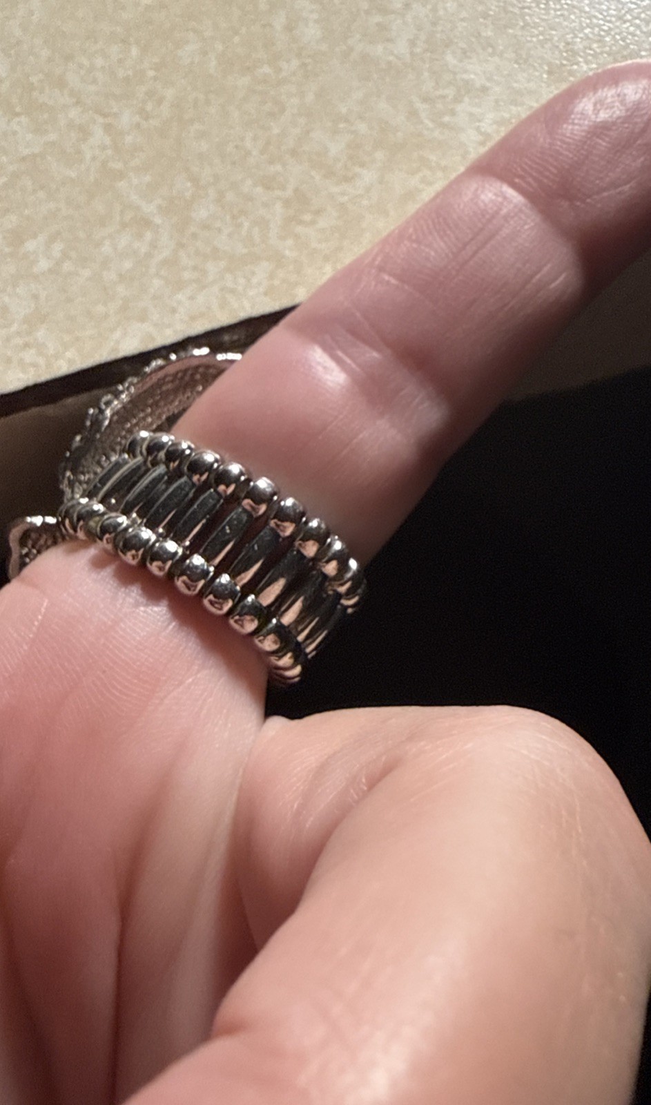 Silver Toned Crab Ring with Stretch Band and Rhinestone Accents