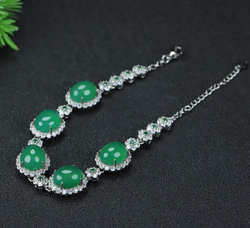 Girl Grandma Mothers Lady Women Green Jade Beads Bracelet Jewelry Gift Box DD297