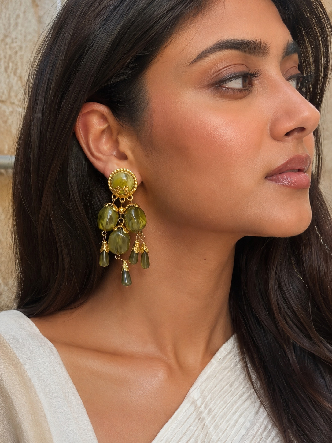 Olive Green Chandelier Earrings
