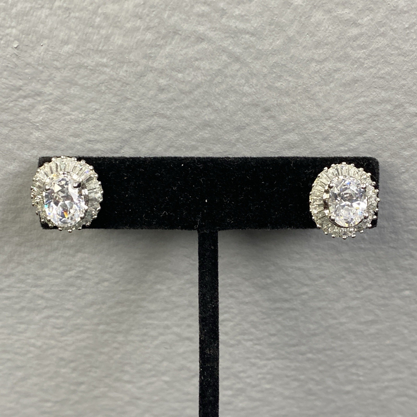 Nolan Miller Glamour Collection Post Earrings Crystal Silvertone 1/2″ x 5/8″