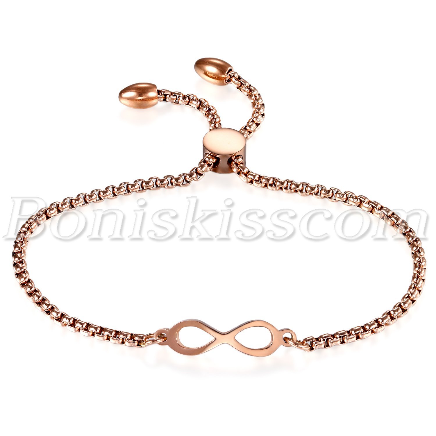 Womens Stainless Steel Charm Love Infinity Bracelet Chain Gift Freely Adjustable