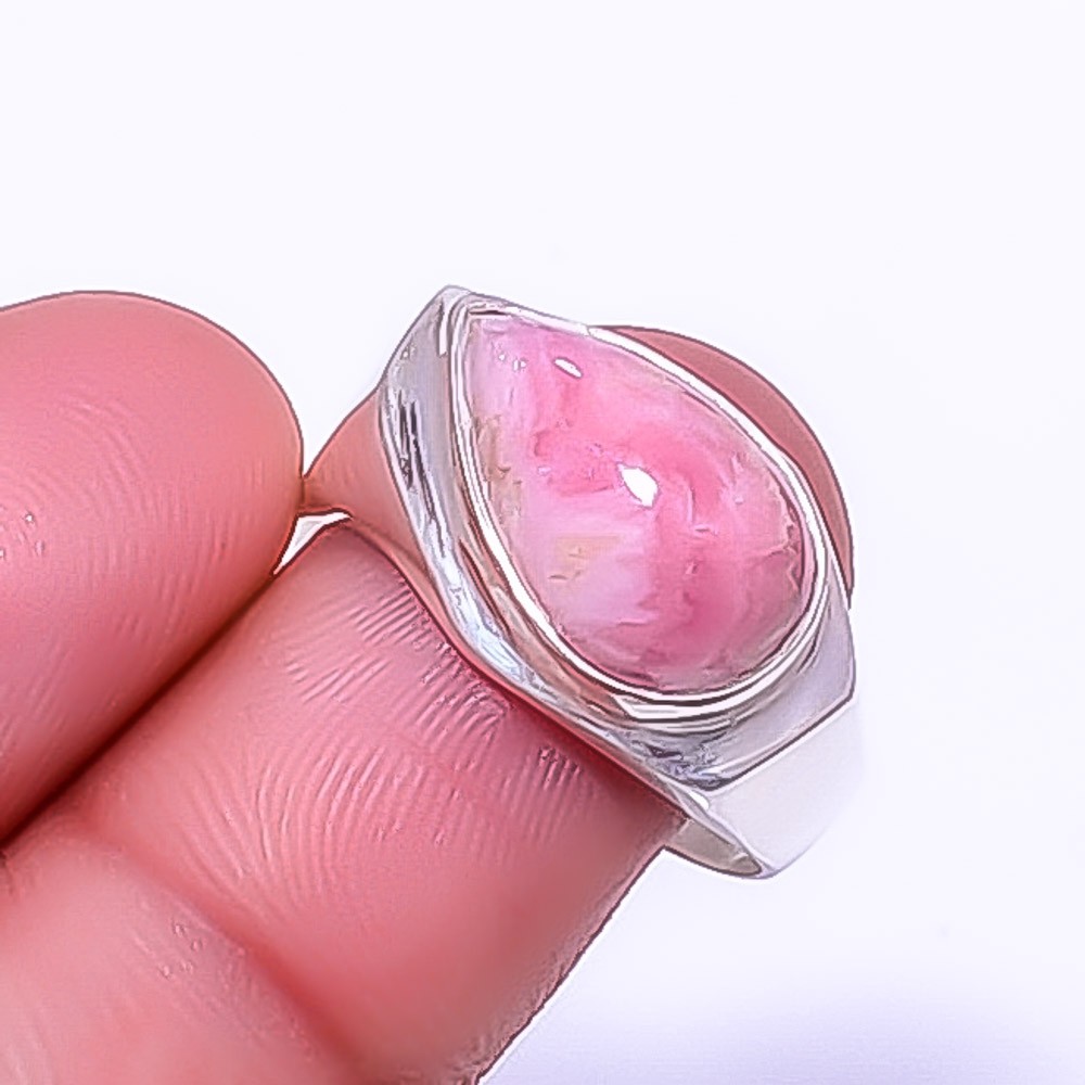 Rhodochrosite – Argentina Gemstone Silver Plated Ring s.9 T56 A369