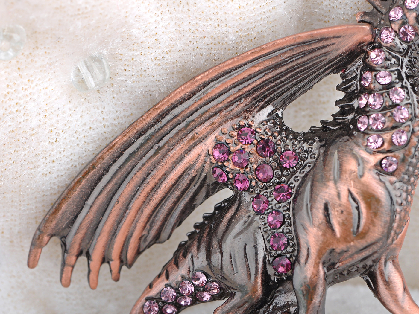 Fashion Women Antique Copper Tone Colored Rhinestones Vintage Dragon Brooch Pin