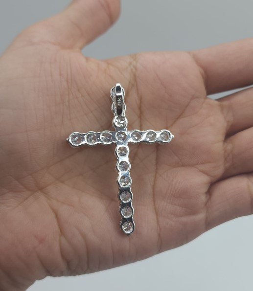 14Kt Gold 6 Ct Lab Grown Diamond Cross Pendant
