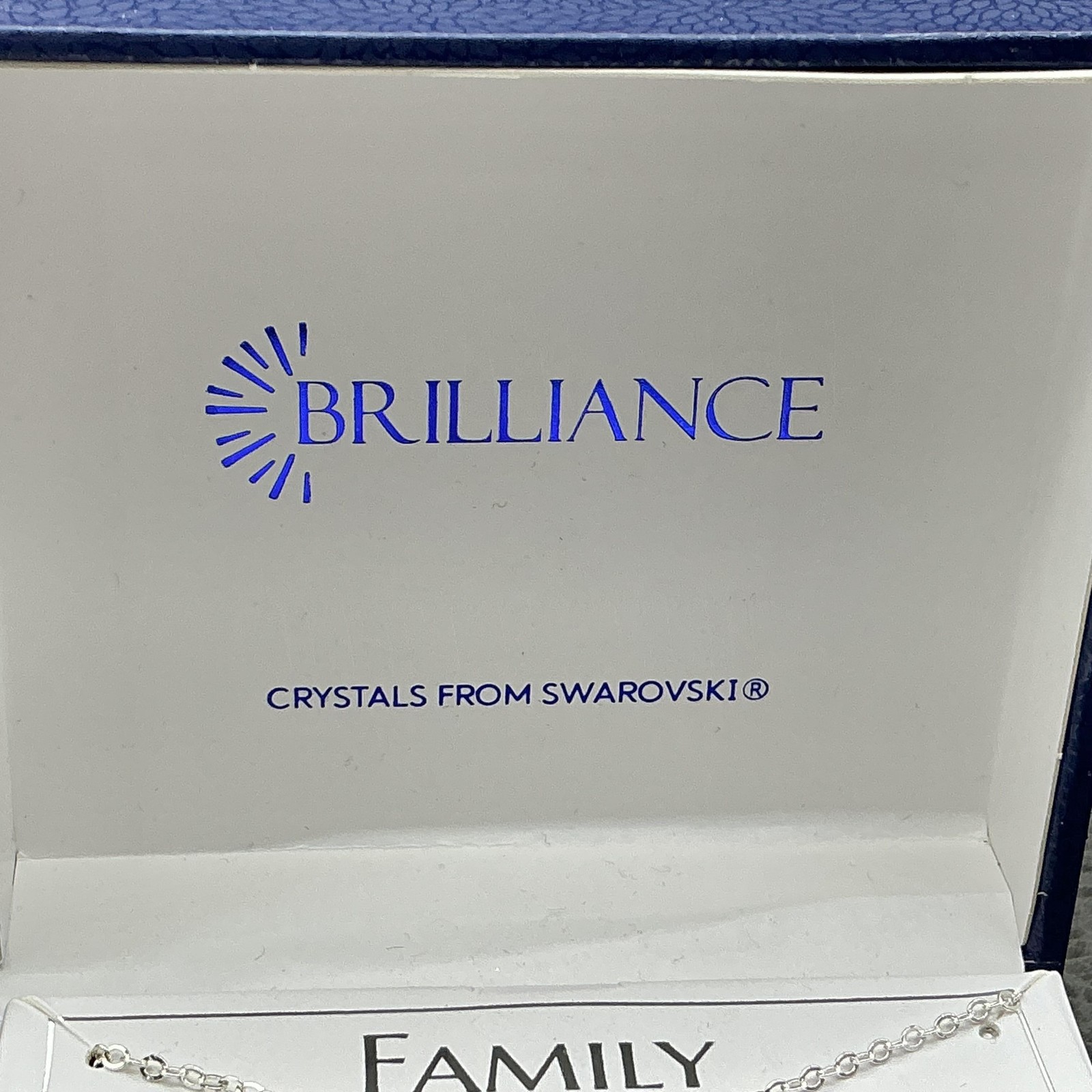 Brilliance Necklace Silver Family Tree Bar Pendant Swarovski Crystal Jewelry