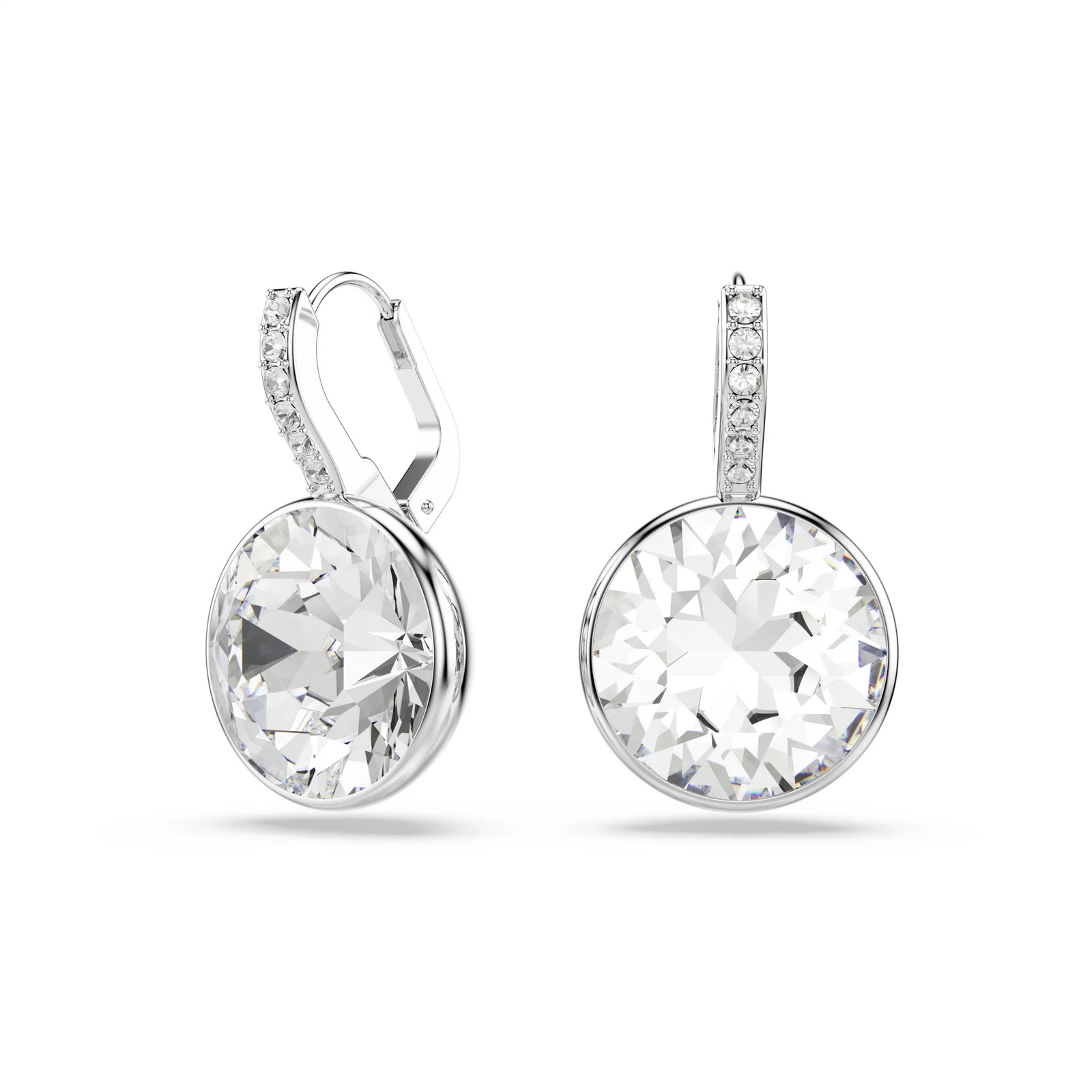 Swarovski Millenia White Round Cut Drop Earrings, Rhodium Plated