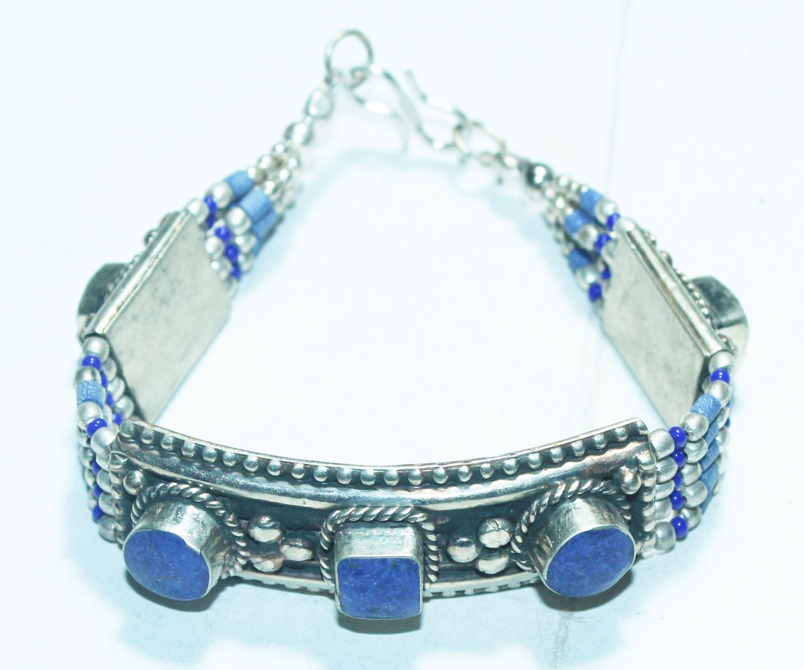 Tibetan Lapis Lazuli Gemstone Handmade Nepali Jewelry Bracelet Size 7.8 Inches