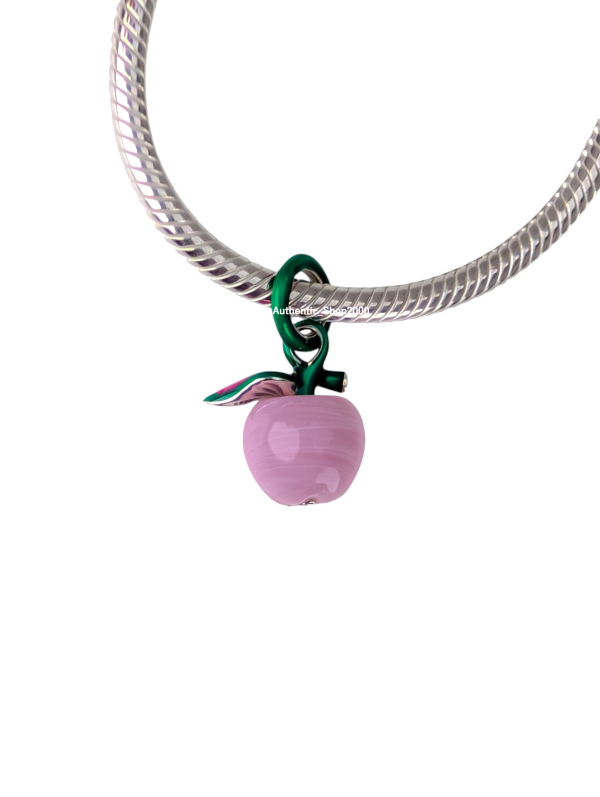 New 100% Authentic PANDORA Moments 925 Murano Glass Pink Apple Charm 794485C01