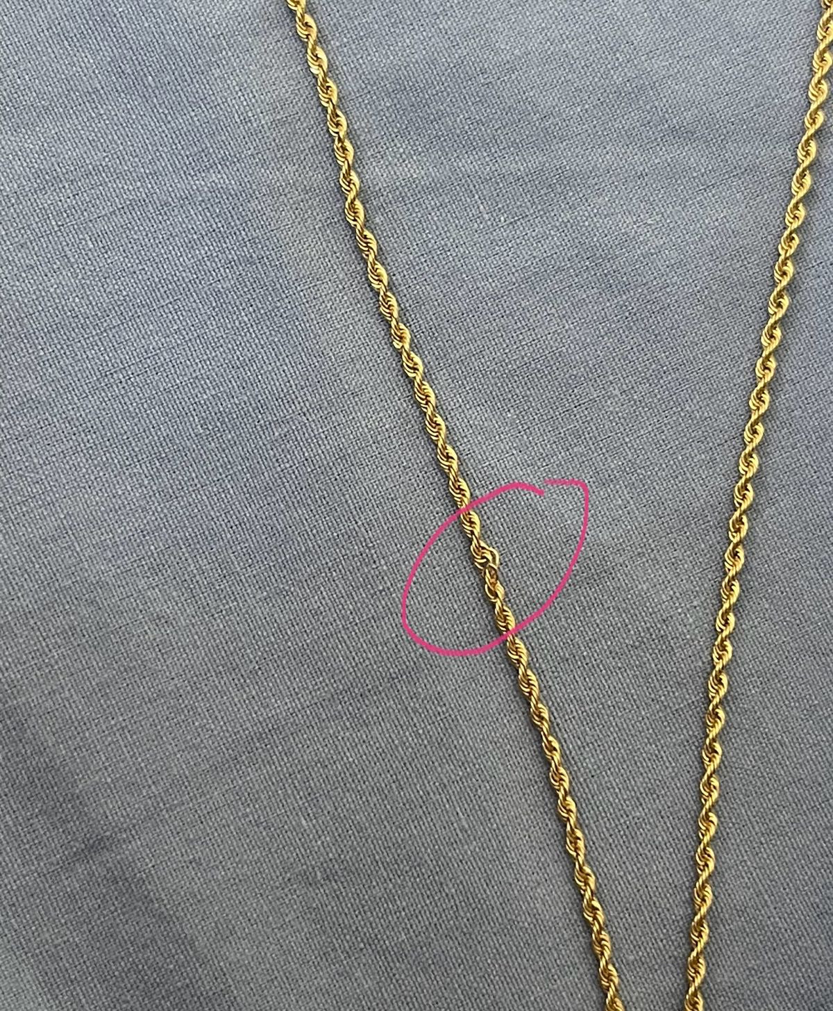 14K Yellow Gold Rope Link Chain Necklace 18″ Pre-owned 2.4 grams