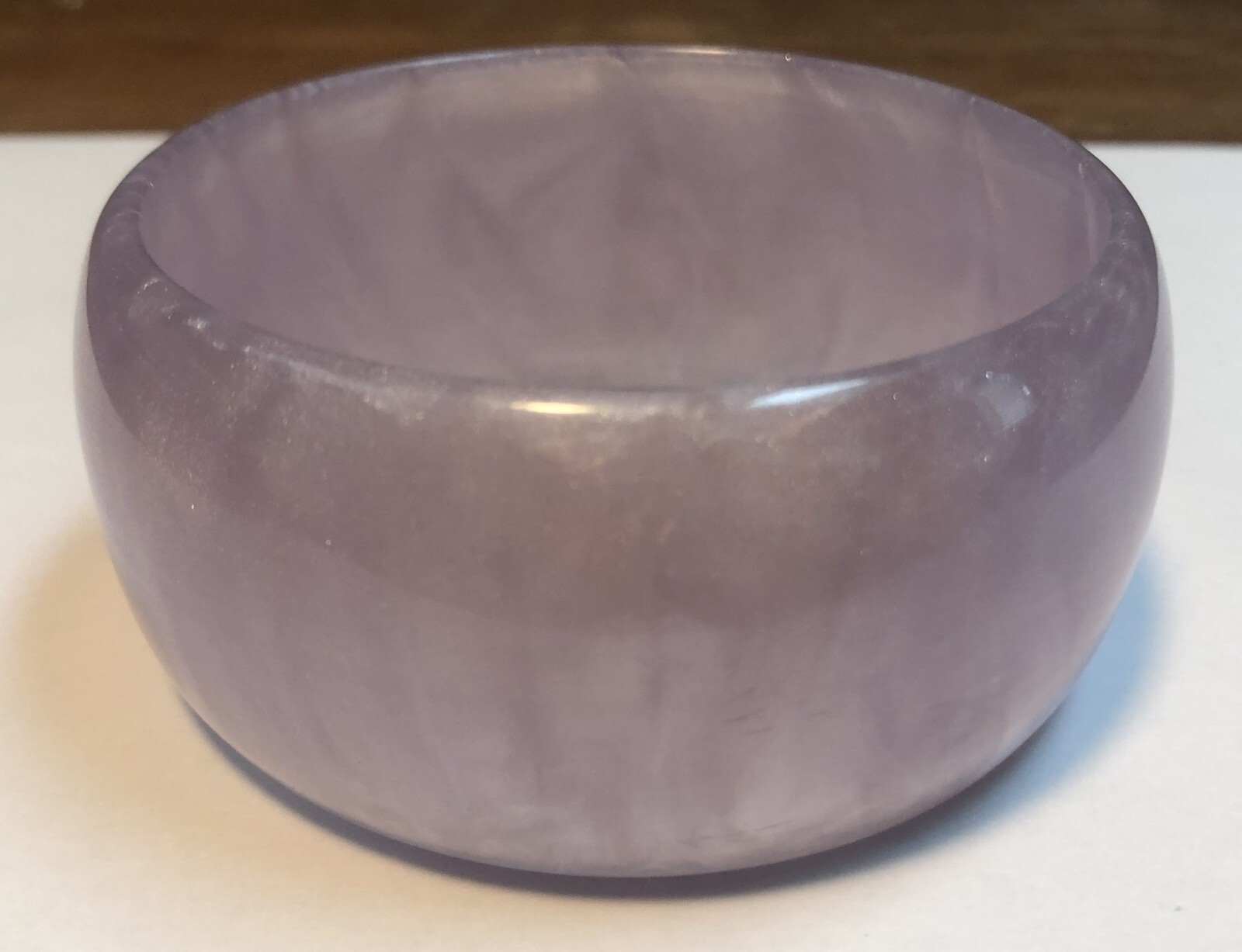 Lightweight Chunky 1 1/2″ Wide Pale Purple Hard Plastic Bangle Bracelet