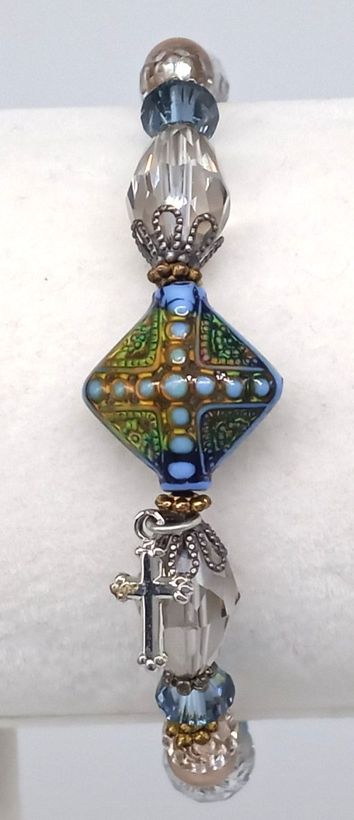 Mood Bracelet Prayer Changes Things Spiritual Glass Beaded Faith Jewelry Cross