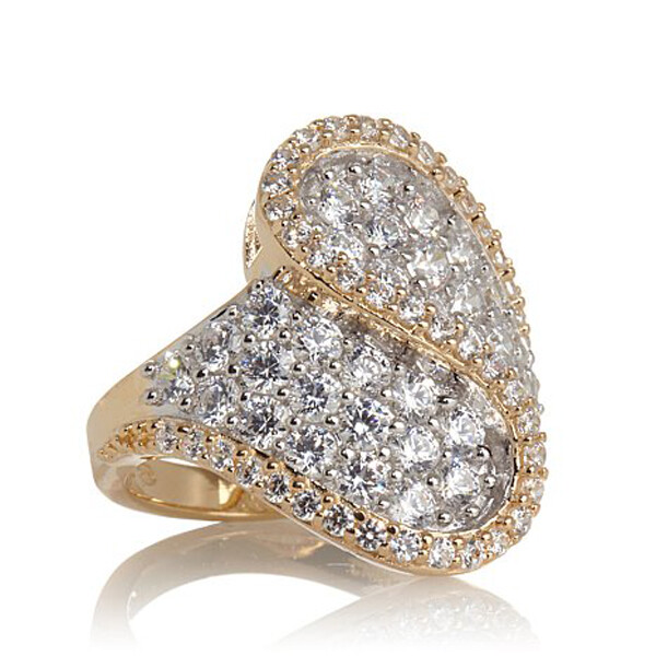 2.64 CT Round Cut Simulated Diamond Swirl Bypass Ring in 14k Yellow Gold Plated