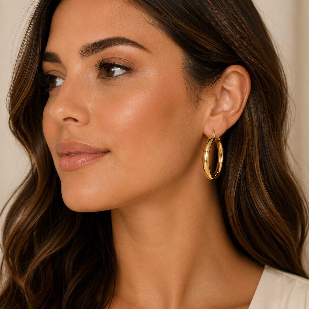 Women’s 20mm Thick Hoop Earrings 18K Gold Plated Lightweight Hypoallergenic
