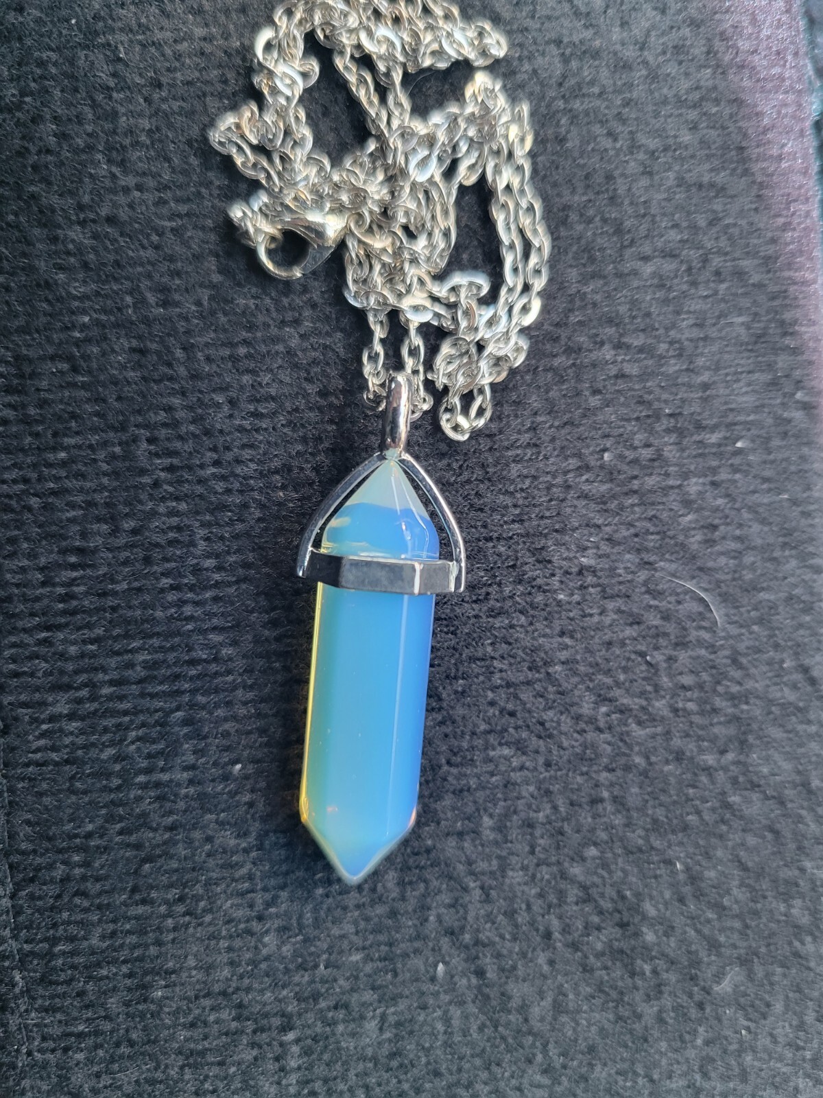 Milky Opalite Point Pendant Necklace Chakra Stone