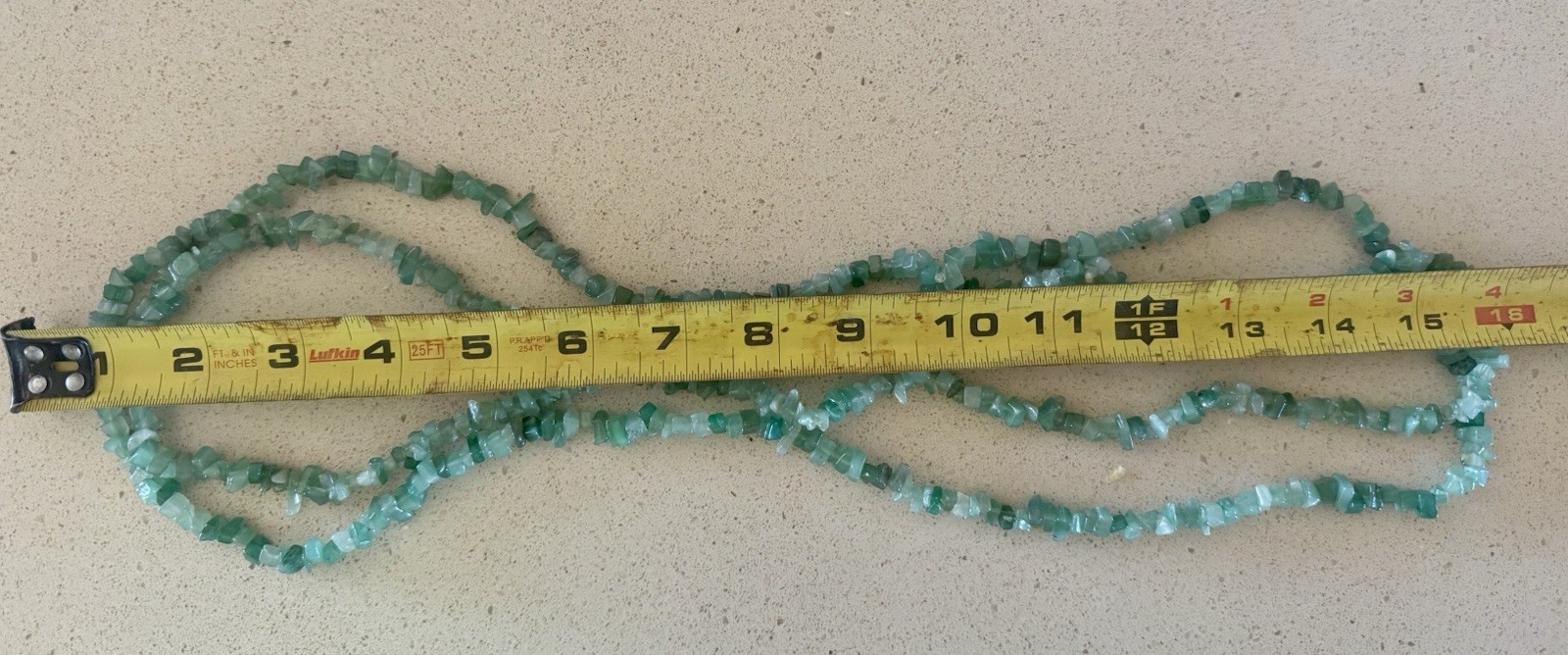(2) Green Stone Chip Bead Long Strand Necklace 16 in. each~Bo-ho/hippie style
