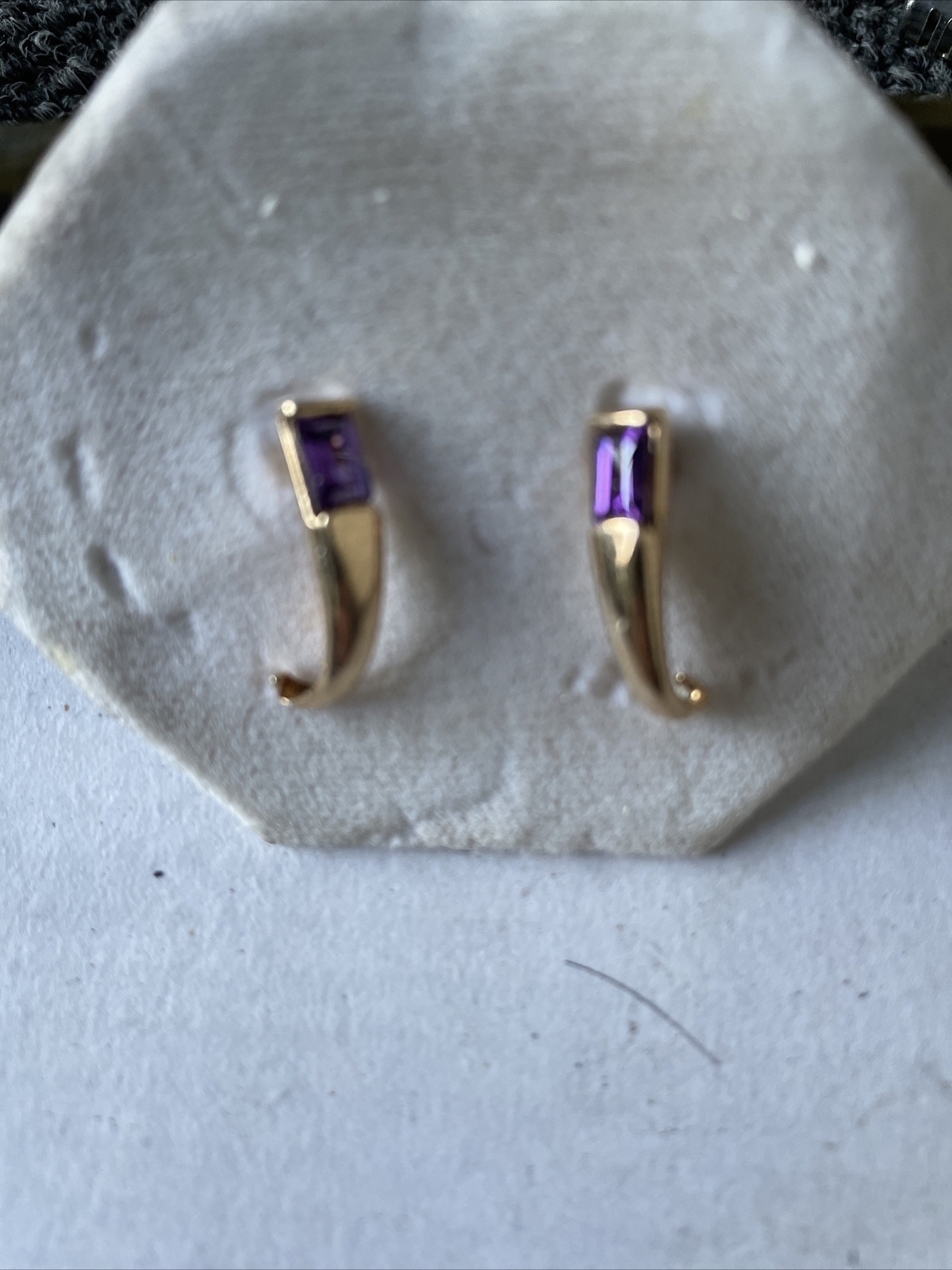Allison Reed Genuine Amethyst Earrings in Gold Plate Settings