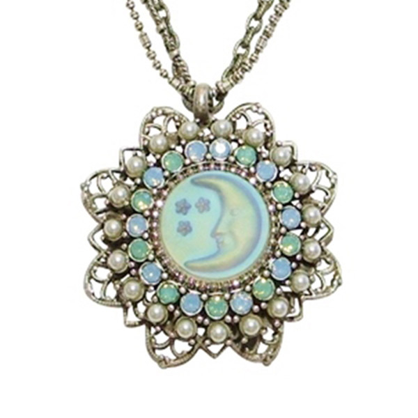 Sweet Romance Crescent Moon and Stars Iridescent Necklace ~Made in Los Angeles~