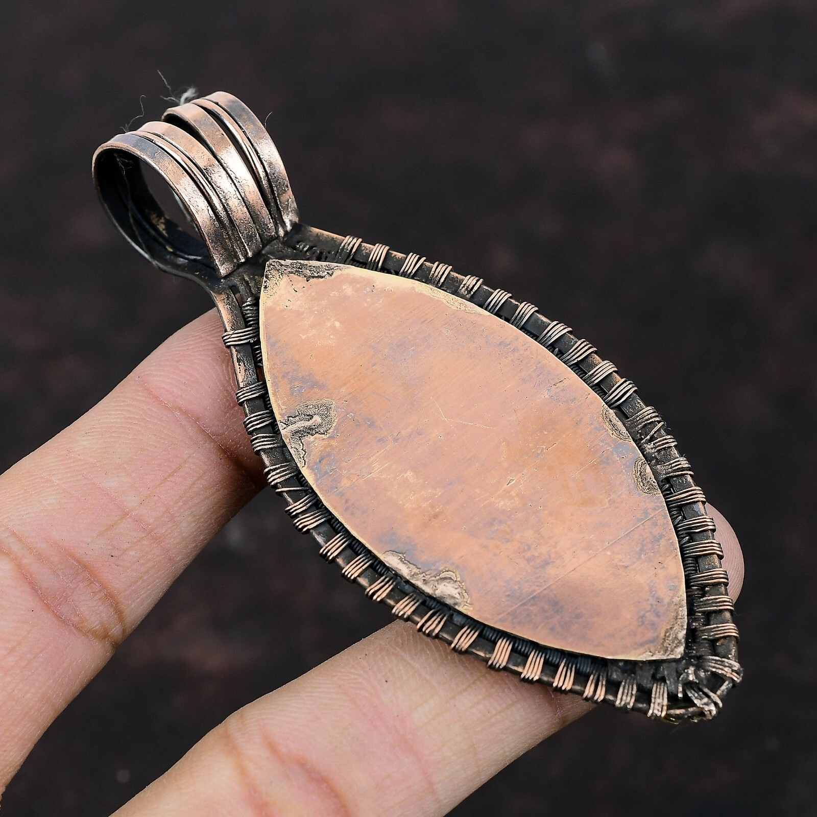 Eudialyte Gemstone Jewelry Copper Gift For Mum Wire Wrapped Flower Pendant 3.54″