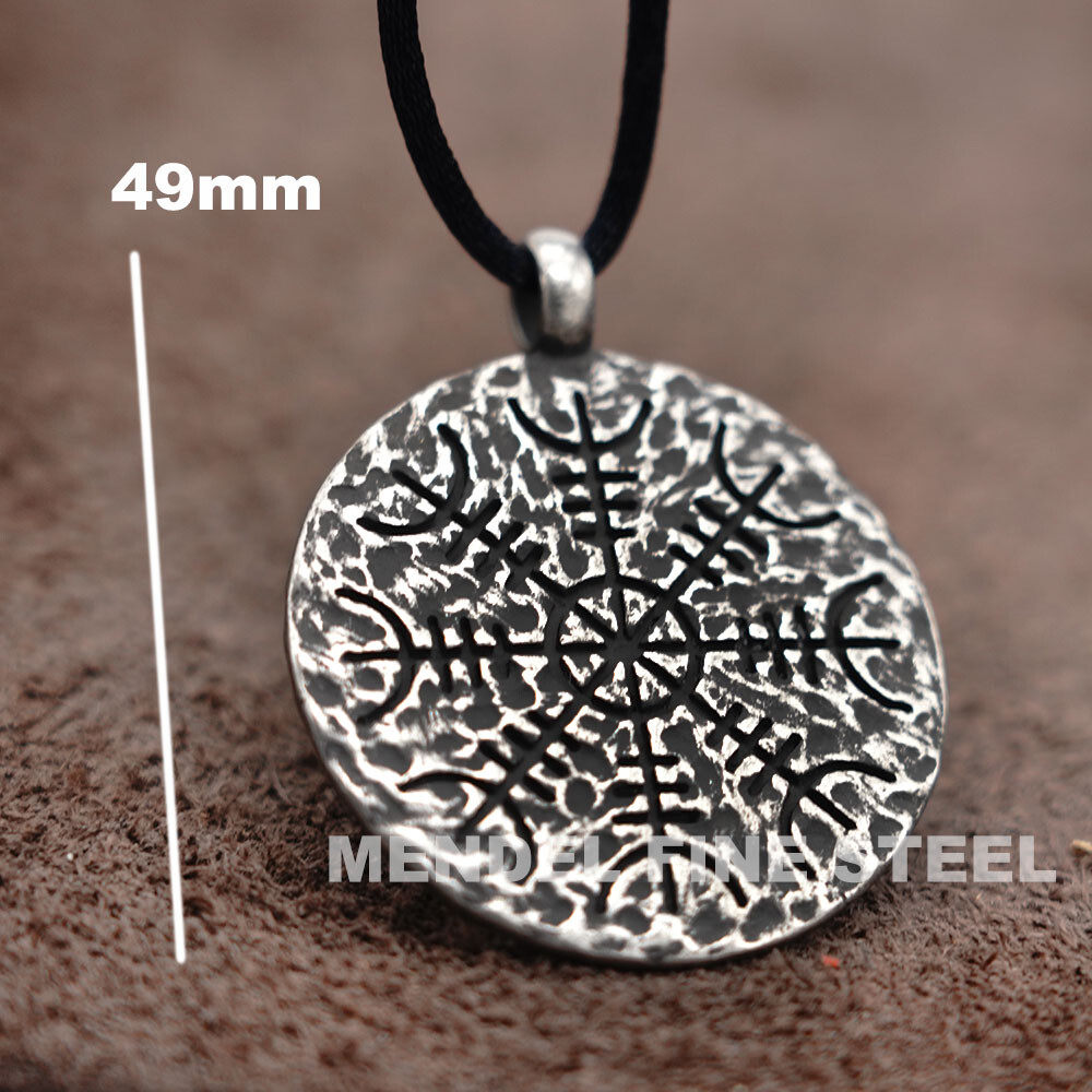 MENDEL Mens Norse Nordic Viking Helm Of Awe Vegvisir Compass Pendant Necklace