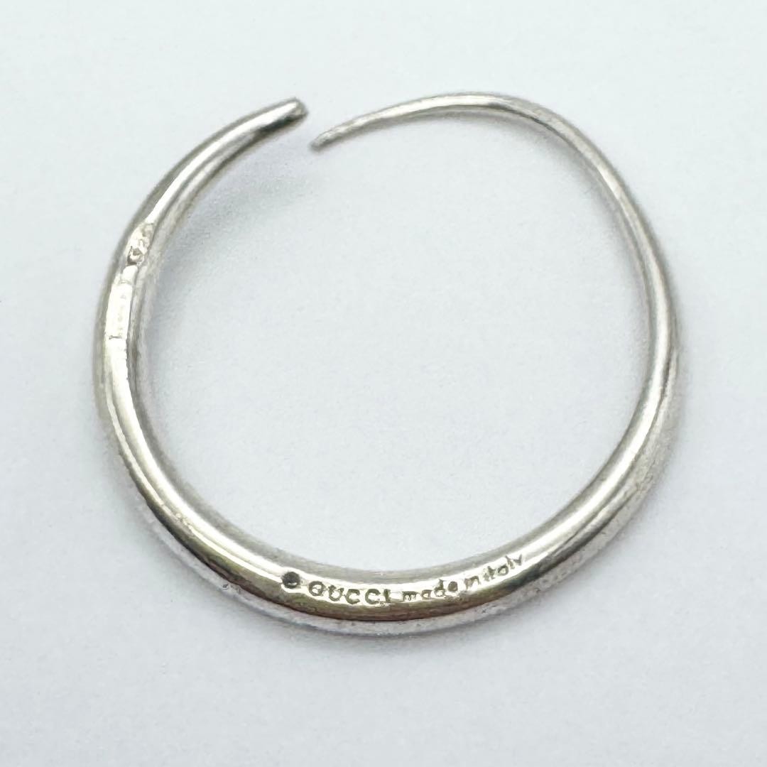 GUCCI Hoop Type Earrings SV 925 Silver Logo Engraved Circle Women 3.1cm x 3cm