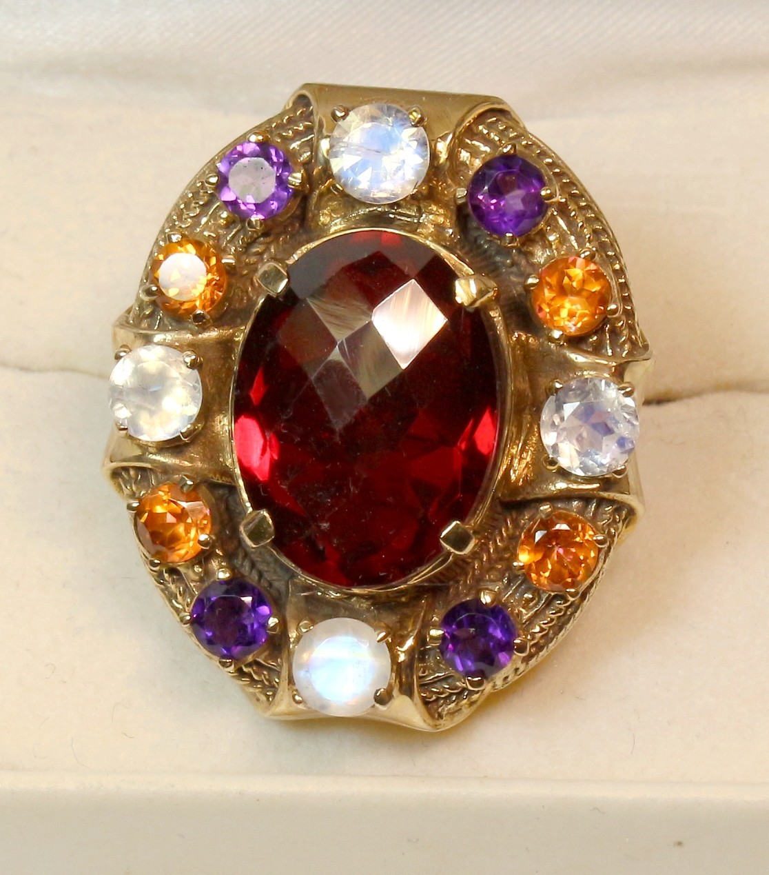 Signed Nicky Butler Bronze Collection Gold Tone Gemstone Ring Size 9