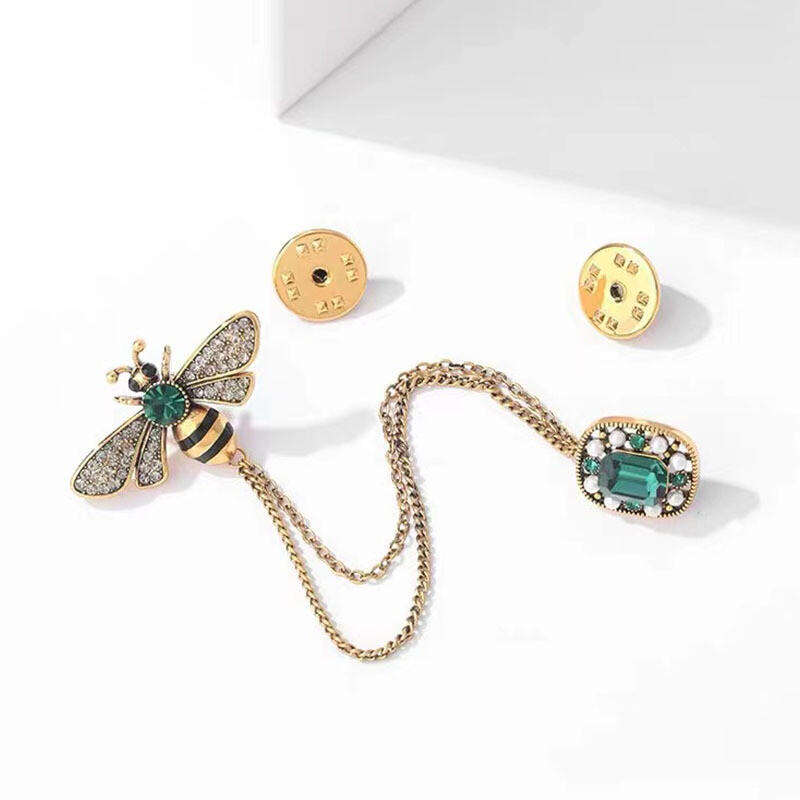 2PCS Vintage bee chain brooch, women clothing accessories pins jewelry