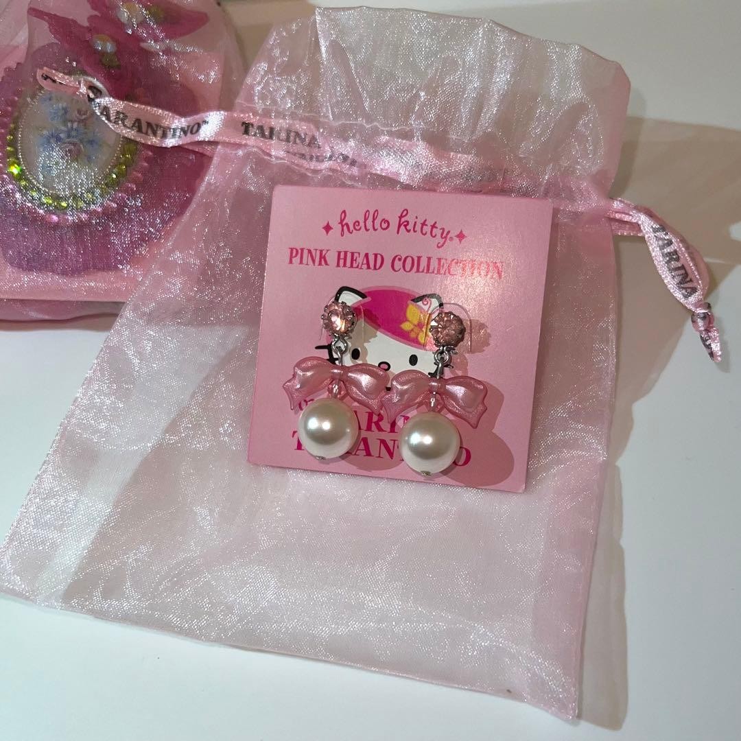 Tarina Tarantino Hello Kitty Pink Head Earrings Swarovski Crystal Japan Rare