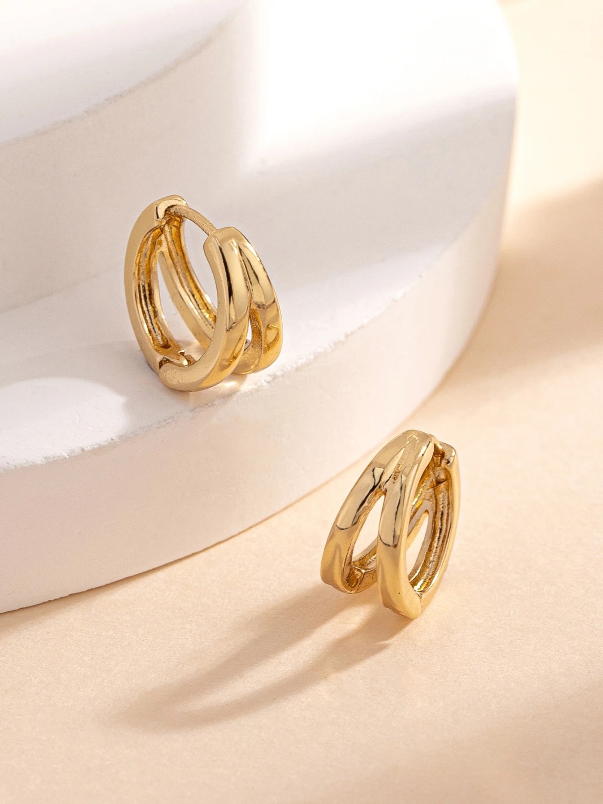 Pretty Double Huggies Gold Double Huggie Earrings Hypoallergenic Jewelry Pretty