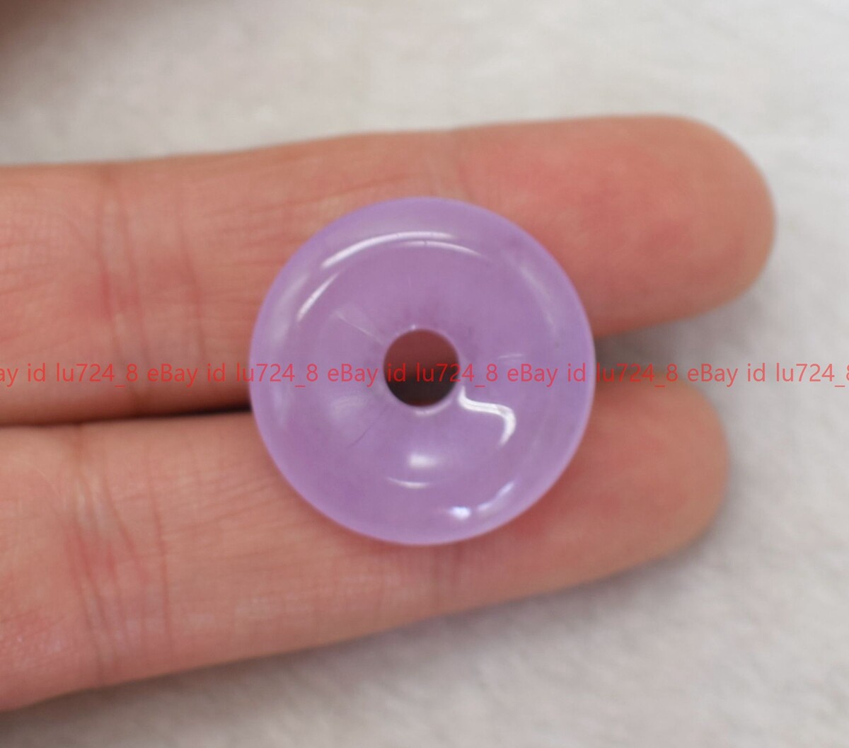 30mm Vintage Natural Lavender Purple Jade Gems Circle Donut Pendant Lucky Amulet