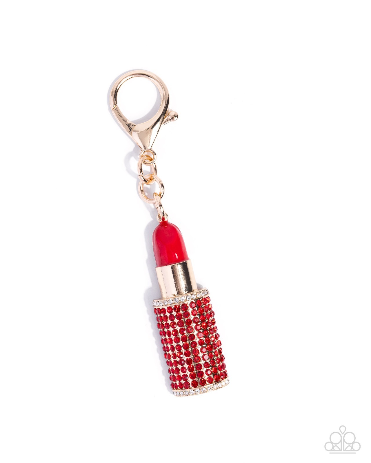 Paparazzi Ladylike Lipstick – Red – Red & White Rhinestones – Gold Chain Clasp