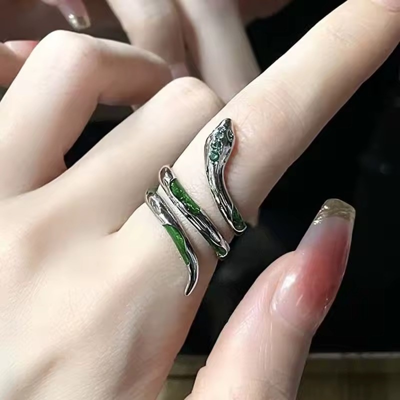 Vintage Dragon Ring Silver Adjustable Punk Gothic Animal Ring Men Women