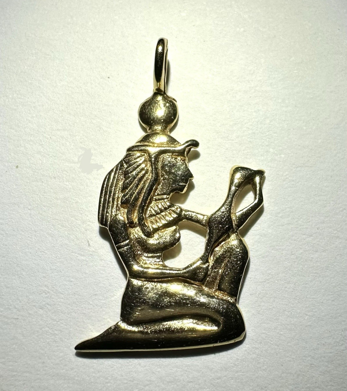 14k Gold Egyptian Woman Charm Pendant 40s 50s Era