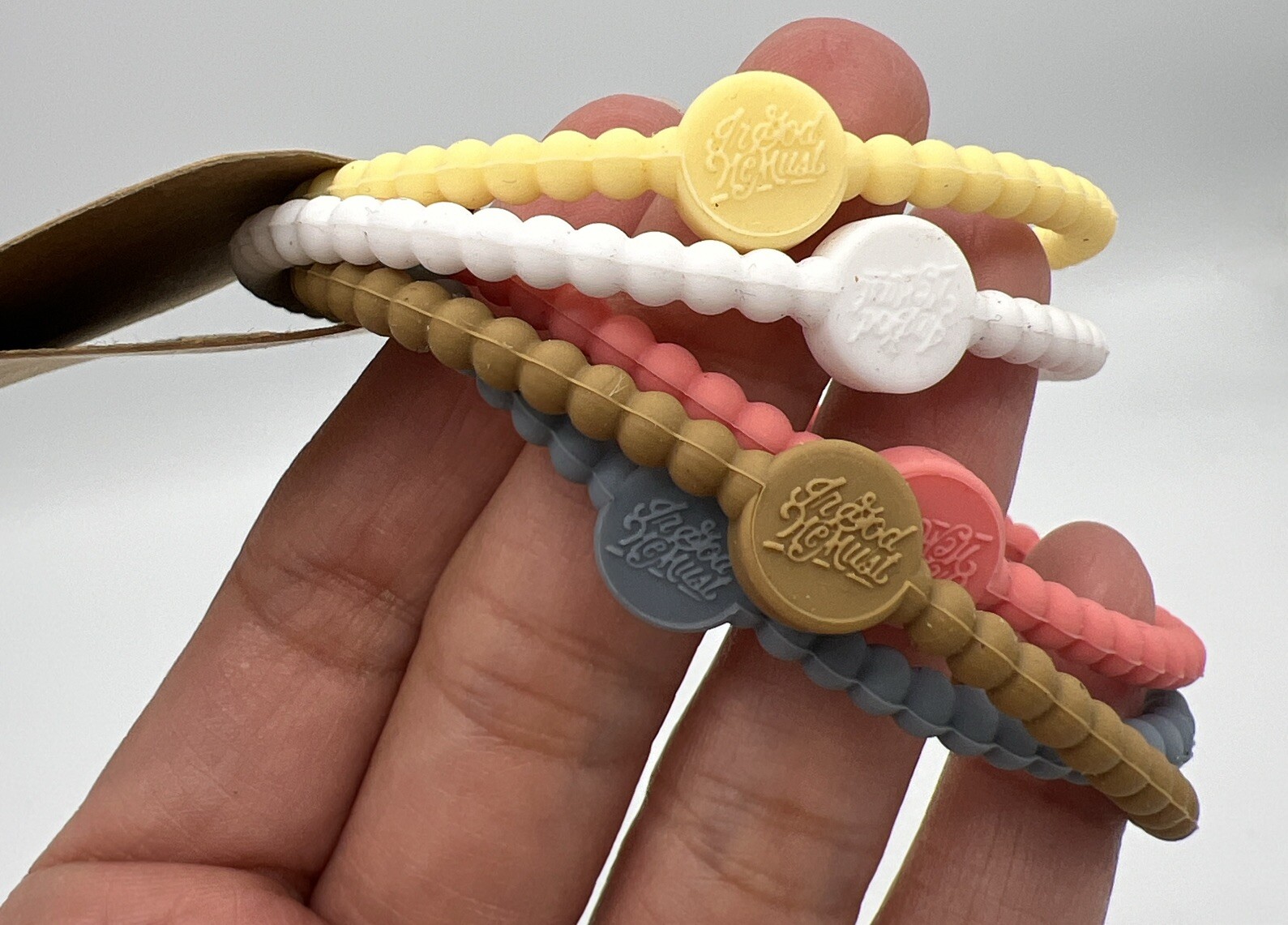 In God We Must Cross Bracelet Religious Silicone 5 Pack Stretchy Large Bracelet