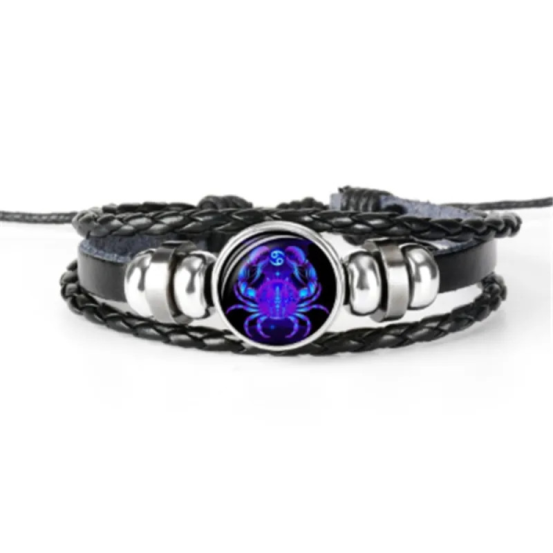 12 Zodiac Constellation Bracelet Luminous Braided Adjustable Men Women Kids