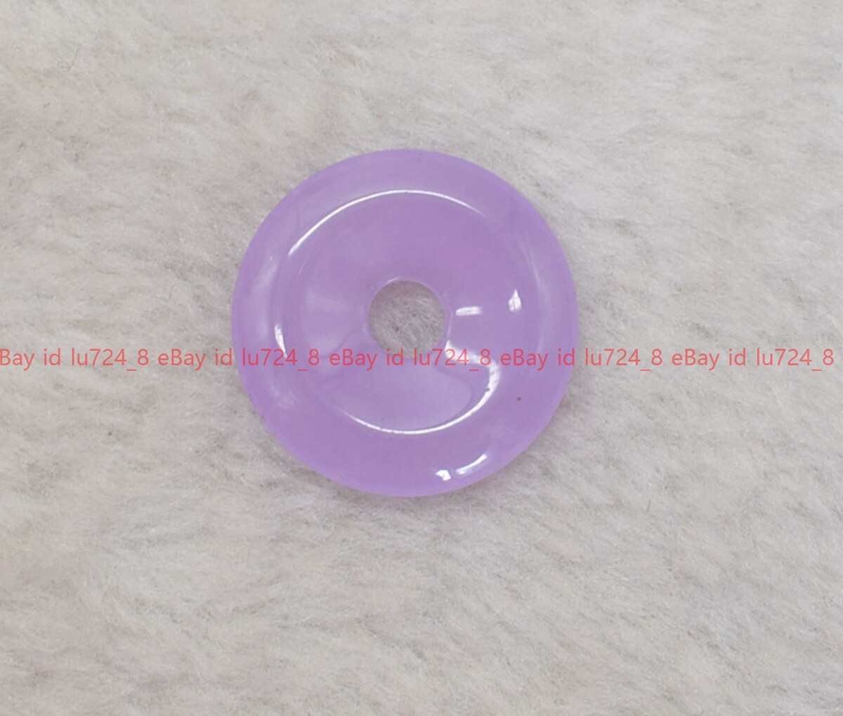 30mm Vintage Natural Lavender Purple Jade Gems Circle Donut Pendant Lucky Amulet