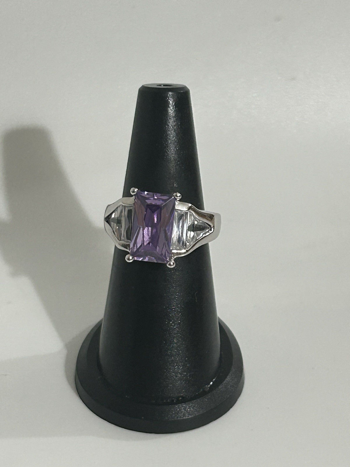 Embellate Majestic Violet & White Cubic Zirconia Rhodium Ring size: 5