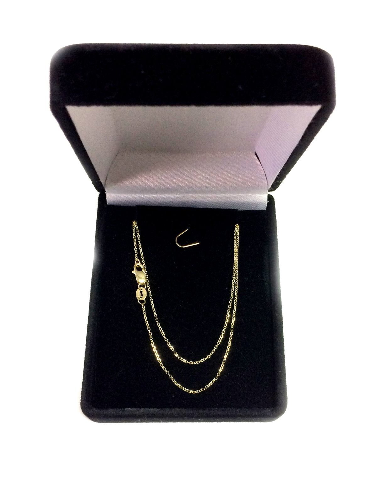18k Yellow Real Gold Cable Link Chain Necklace, 0.7mm, 18″