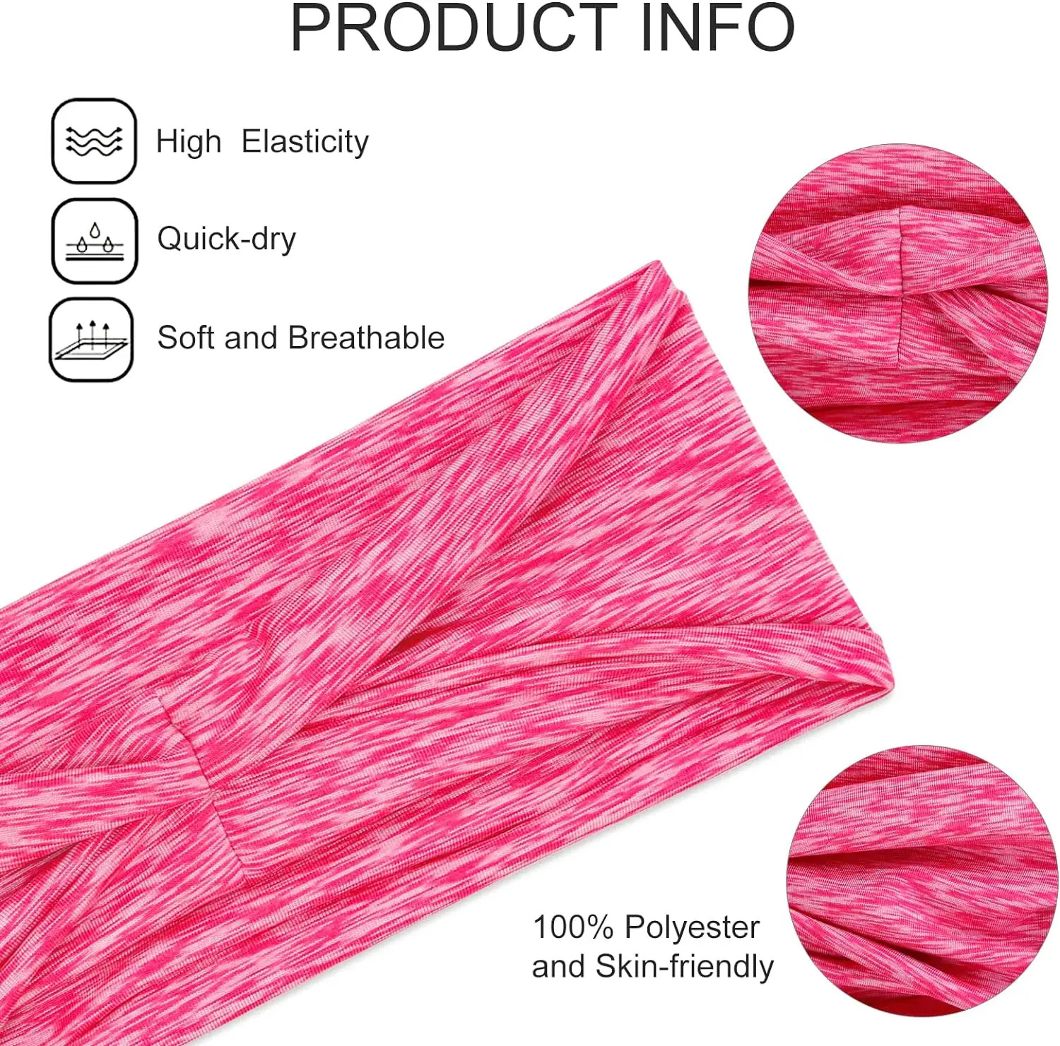 Non Slip Sweatband Women Wide Elastic Yoga Running Moisture Wicking Headband