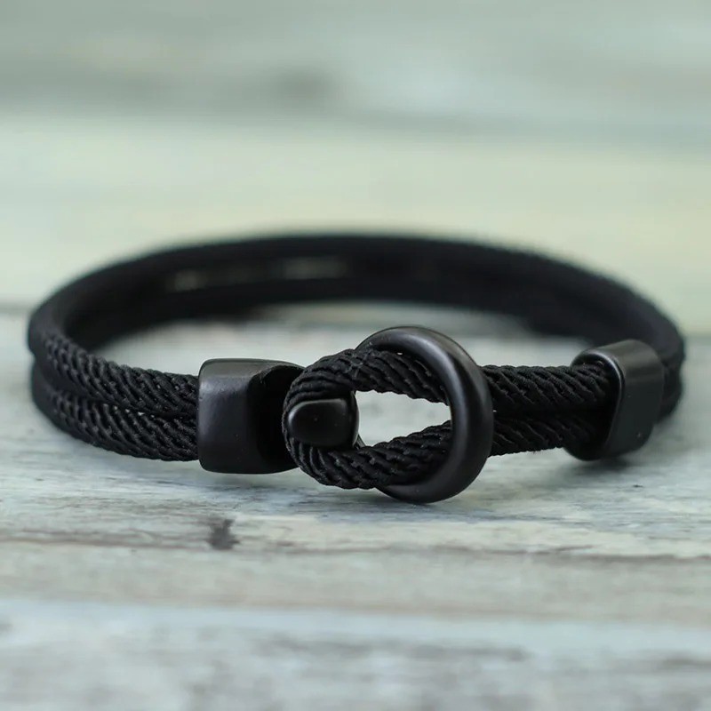 Fashion Men Paracord Rope Bracelet 2 Layer Outdoor Camping Survival Gift for Him