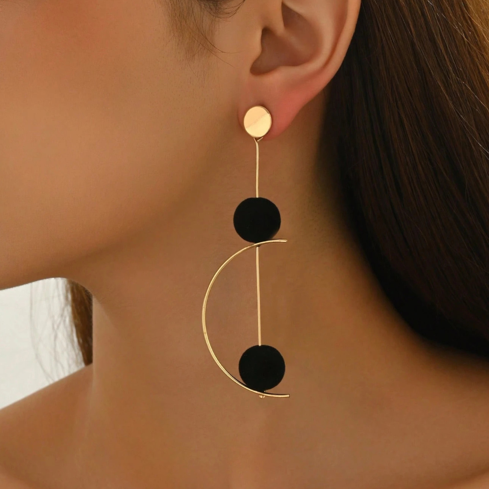Boho Long Drop Earrings Rotatable Geometric Ball Pendant Retro Jewelry for Women