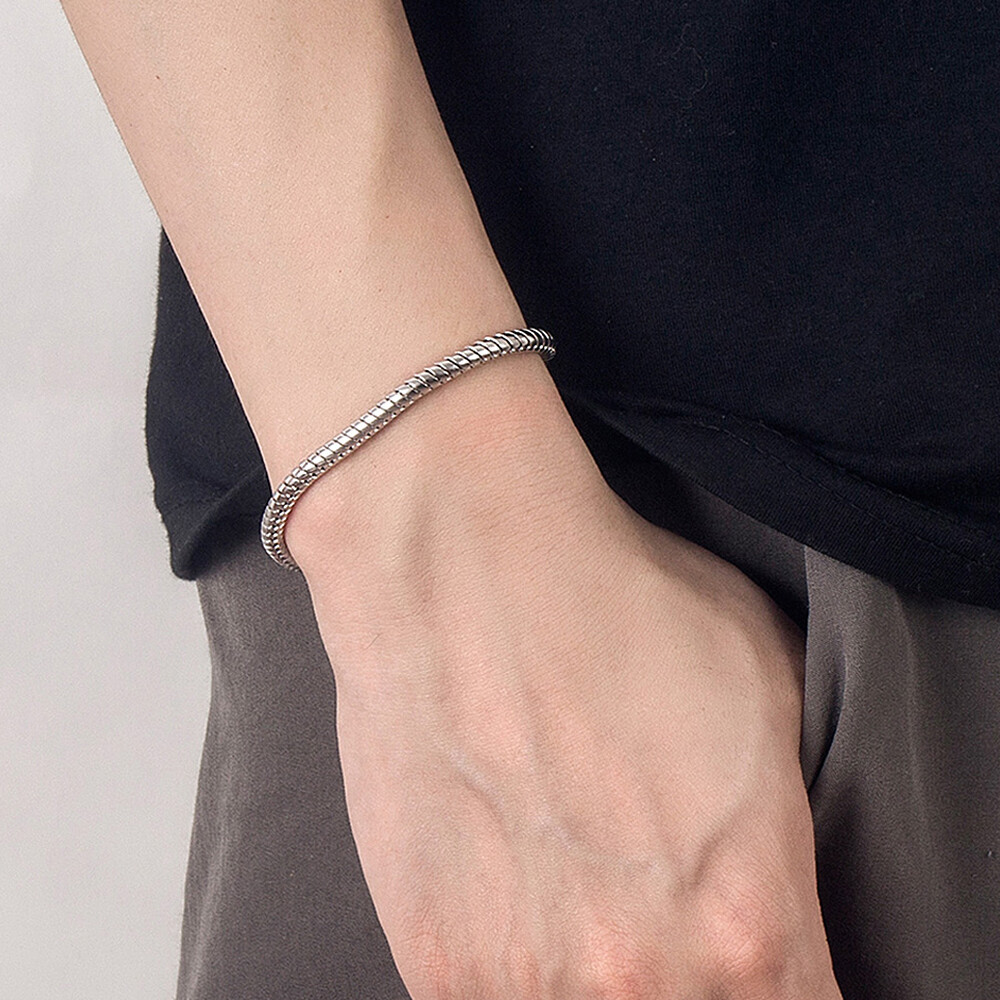 Genuine 925 Sterling Silver Round Snake Chain Bracelet 4mm 6.7″-9″ for Men Boys