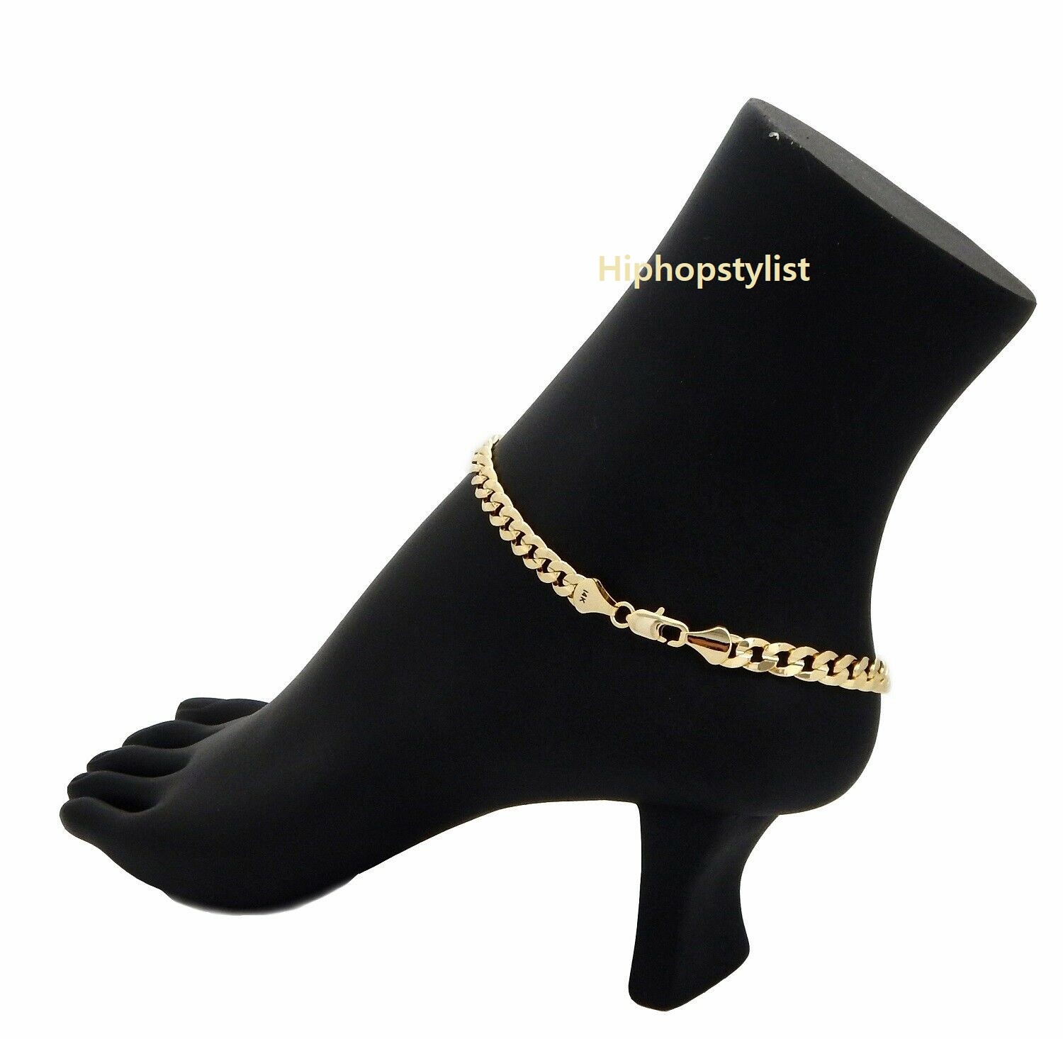 6mm CUBAN CURB LINK CHAIN QUALITY ANKLET BRACELET 14K ITALY GOLD PLATED